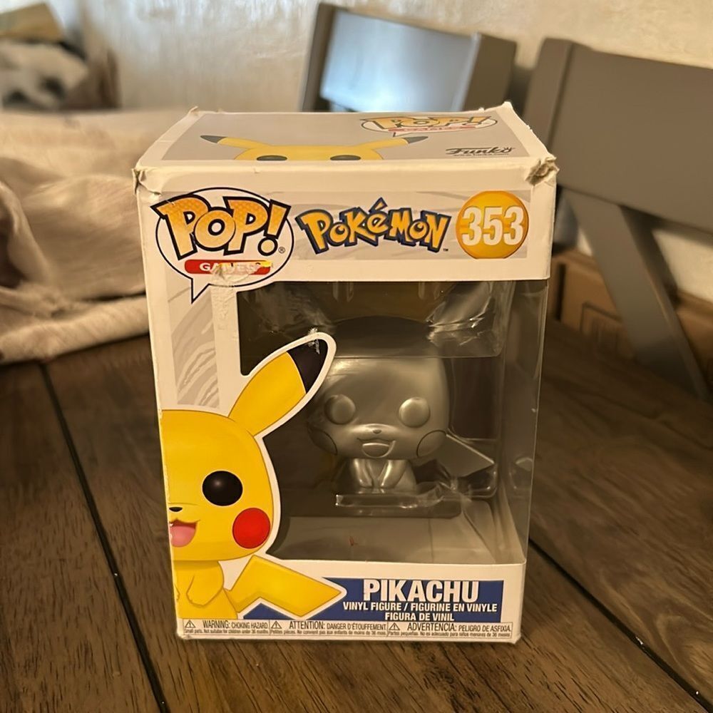Funko Pop Games Pokemon Pikachu 10” Metallic Silver  Exclusive #353